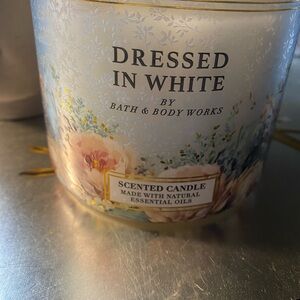 Bath and body Works dressed and white three wick candle marble
